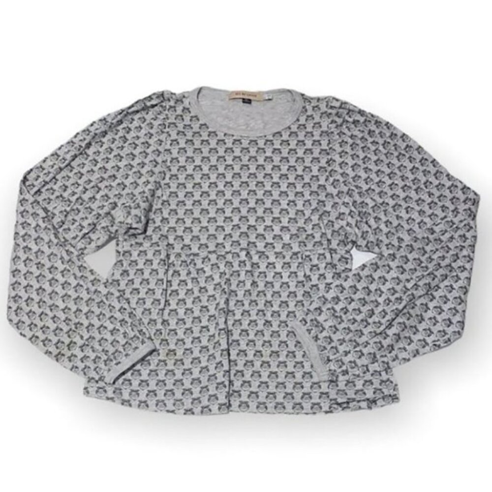 See by Chloe gray owl peplum long sleeves cotton top size 6